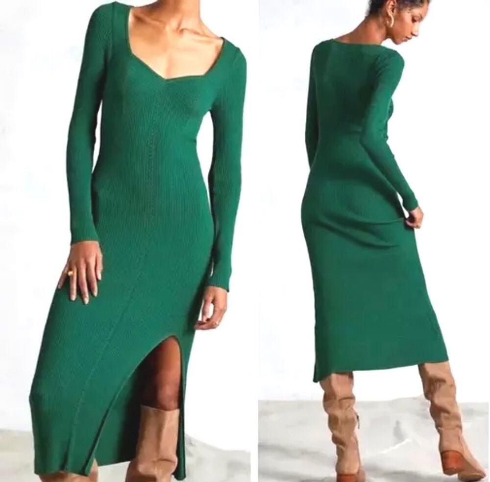 Anthropologie Green Knit Maxi Dress X Large